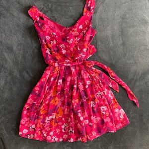 Express Red Pink Purple Floral Wrap Dress